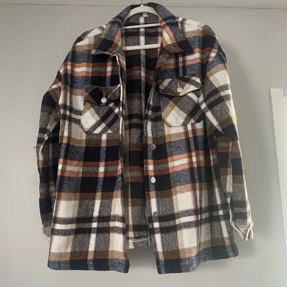Plaid Print Fall Jacket with Pockets
